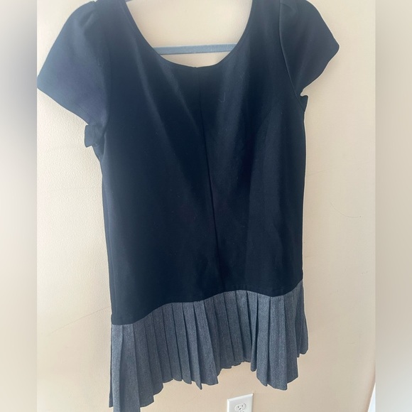 Theory Black Gray Herringbone Pleated Knit dress size medium - Picture 4 of 6
